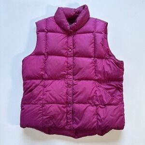 LANDS END Lightweight Insulated Down Puffer Vest Womens Large (14-16) Purple‎